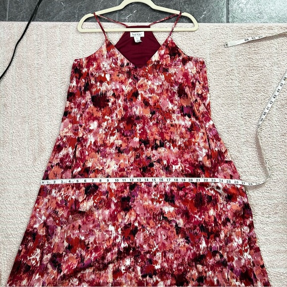 Nicole Miller Abstract Maxi Trapeze Dress Maroon Pink Coral Size Large Holiday - Picture 7 of 11